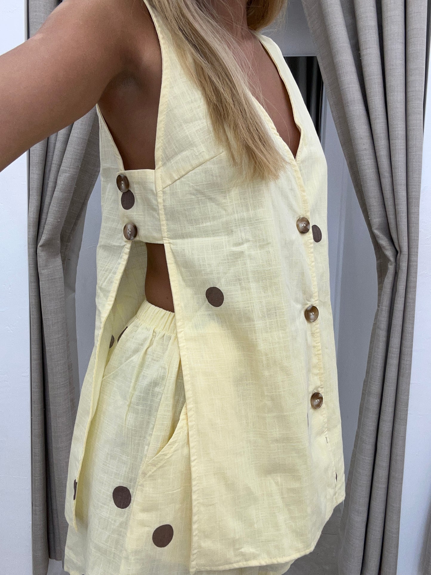 Yellow Choc Polka Dot Panel Set Cotton - Shorts By Frankie