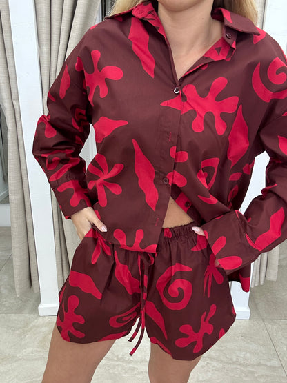 By Frankie Choc/Red Print Set - Shorts