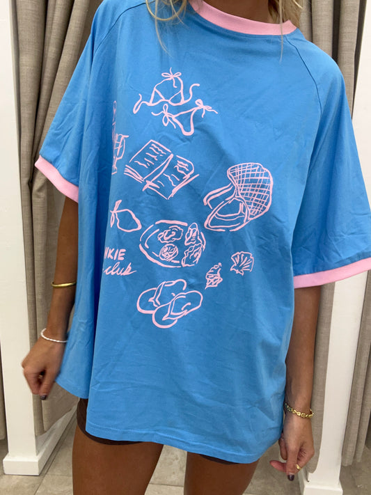 Blue/Pink Leisure Club Tee - By Frankie Cotton
