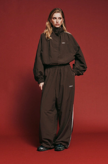 Fight Night Windbreaker Pants Brown/Cream - SSAINT