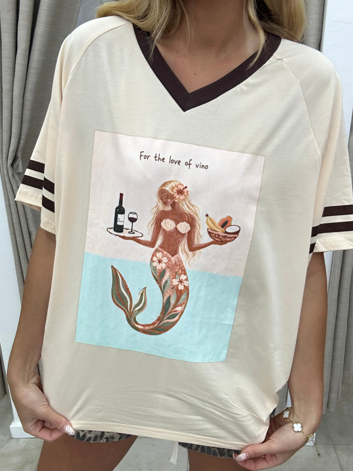 By Frankie For the Love of Vino Beige Tee