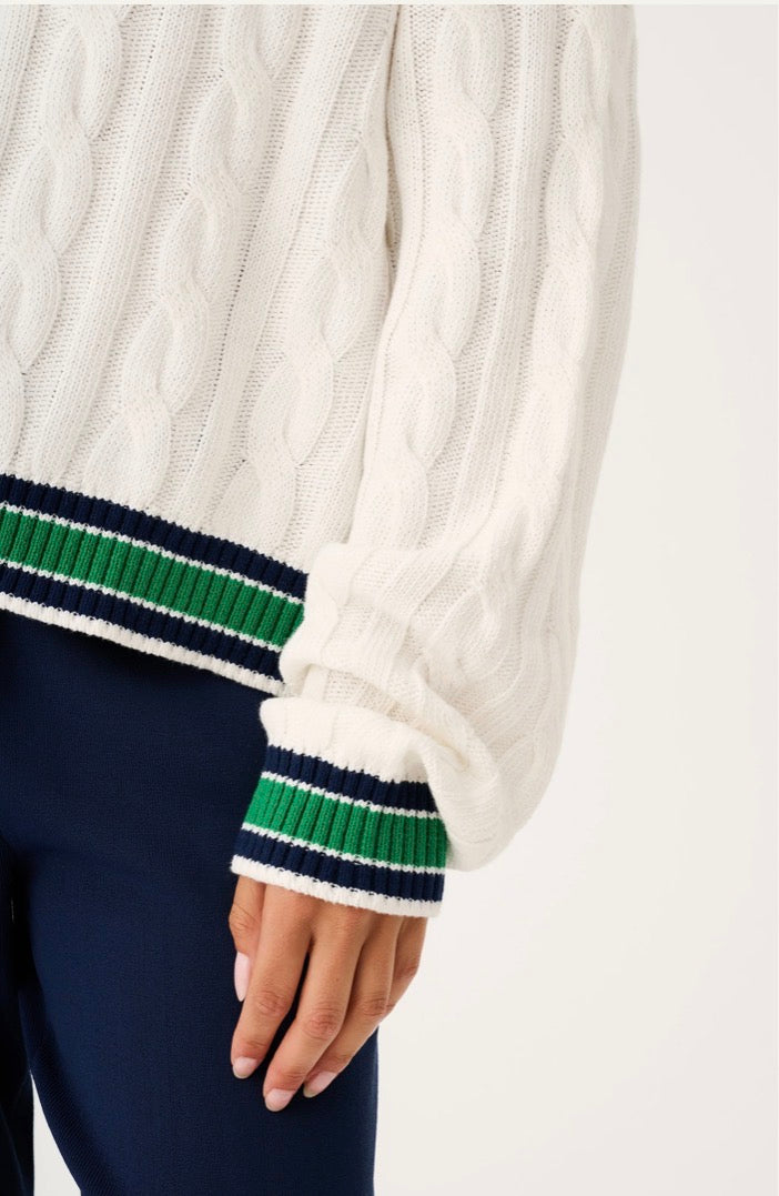 Asher Heritage Knit Sweater Cream/Tide - Cartel & Willow