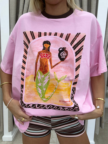 Pink Mermaid Vase Tee - By Frankie Cotton