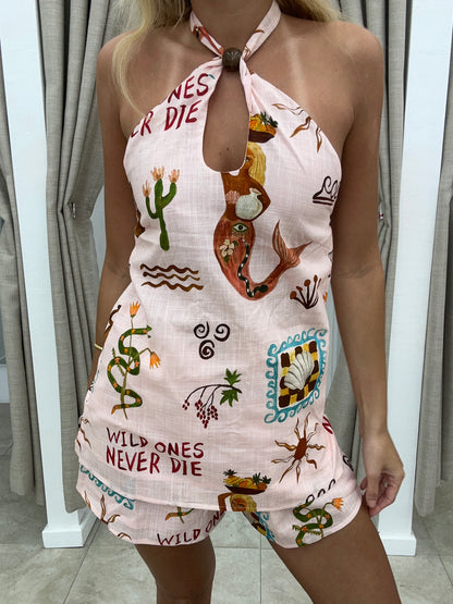 Wild Ones Halter Neck Short Set - Halter top By Frankie