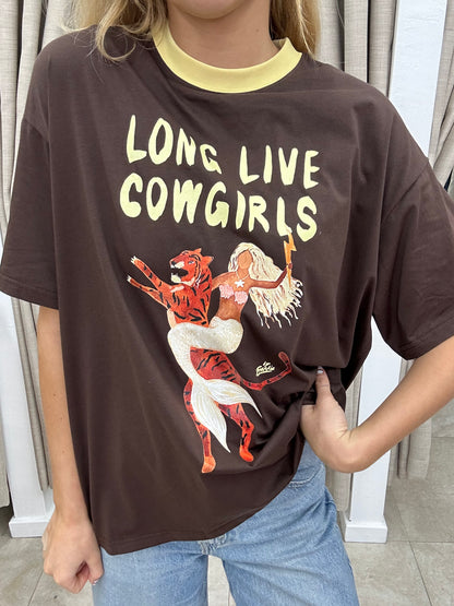 Choc Long Live Cowgirls Tee - By Frankie