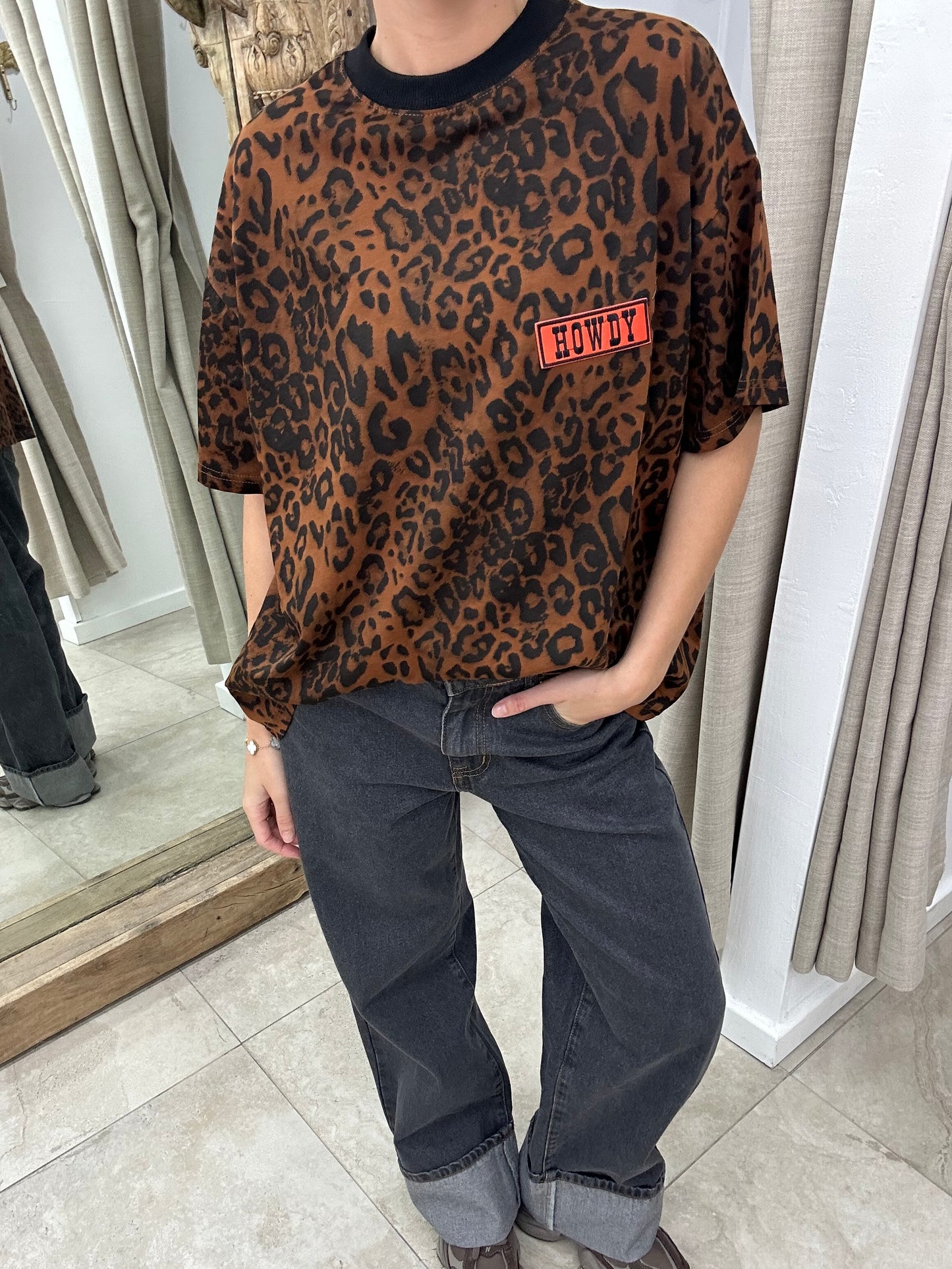 Leopard Howdy Oversize Tee - By Frankie