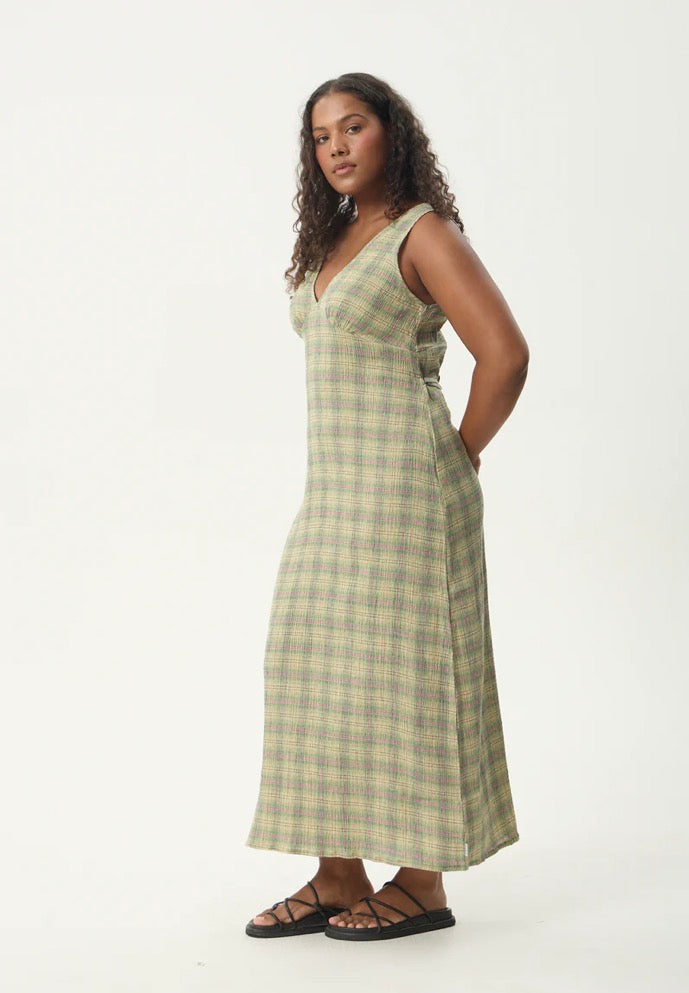 Position - Seersucker Maxi Dress - Green Check