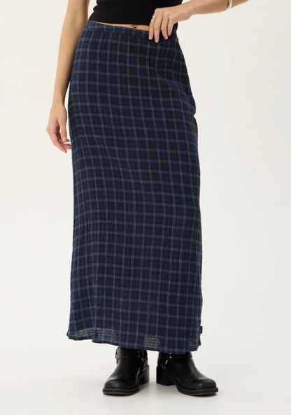 Lita - Seersucker Maxi Skirt - Thea Midnight Check