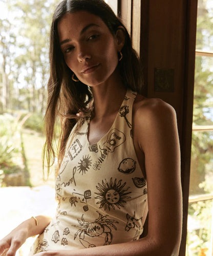 Nacida Halter Top Juanita Print Cream - Juan & Me