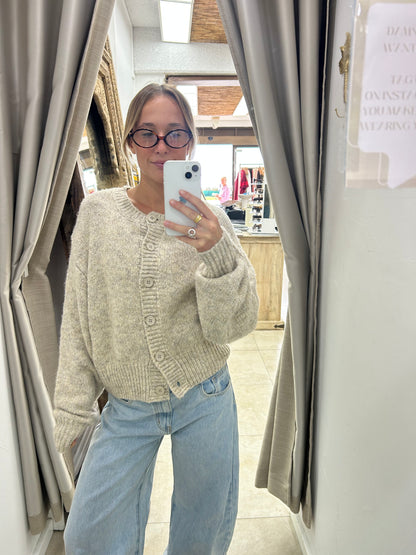 Oat Knit Button Up Sweater