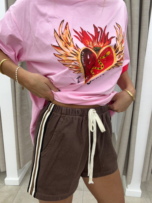 Choc Denim Racer Trim Shorts - By Frankie Cotton