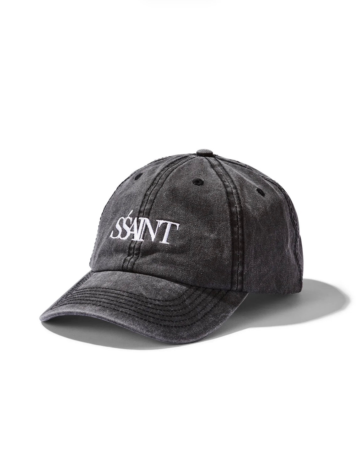 SSAINT Black Acid Wash Logo Cap