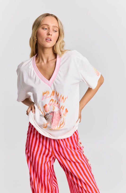 Flamin Galah V- Neck Tee Maku The Label
