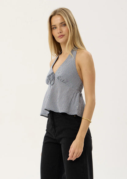 Delfina - Halter Top - Indy Navy Check