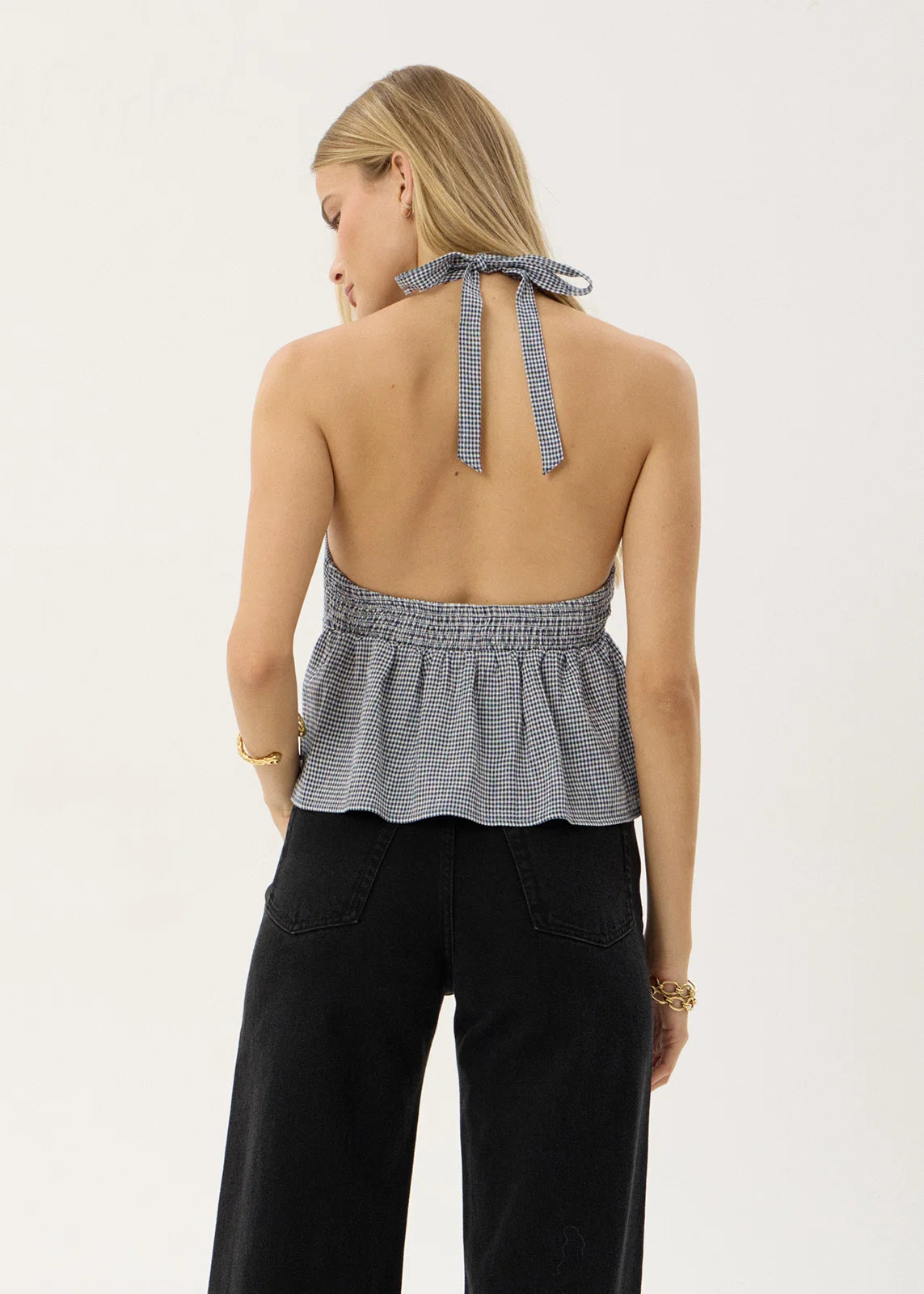 Delfina - Halter Top - Indy Navy Check