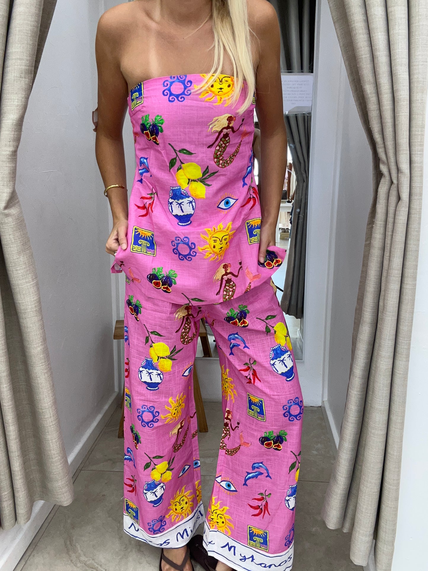 Greek Island Strapless Pants Set - Pants By Frankie