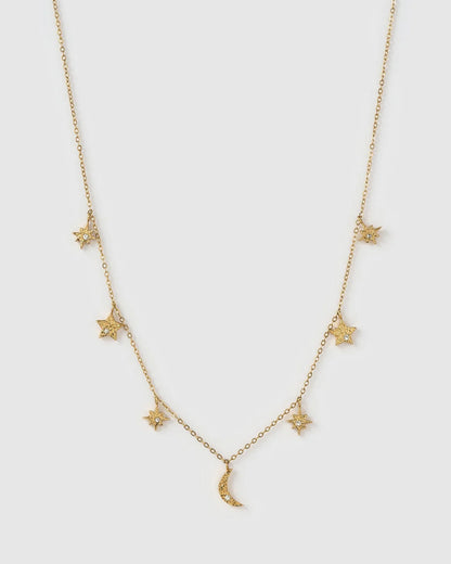 Moondust gold charm necklace