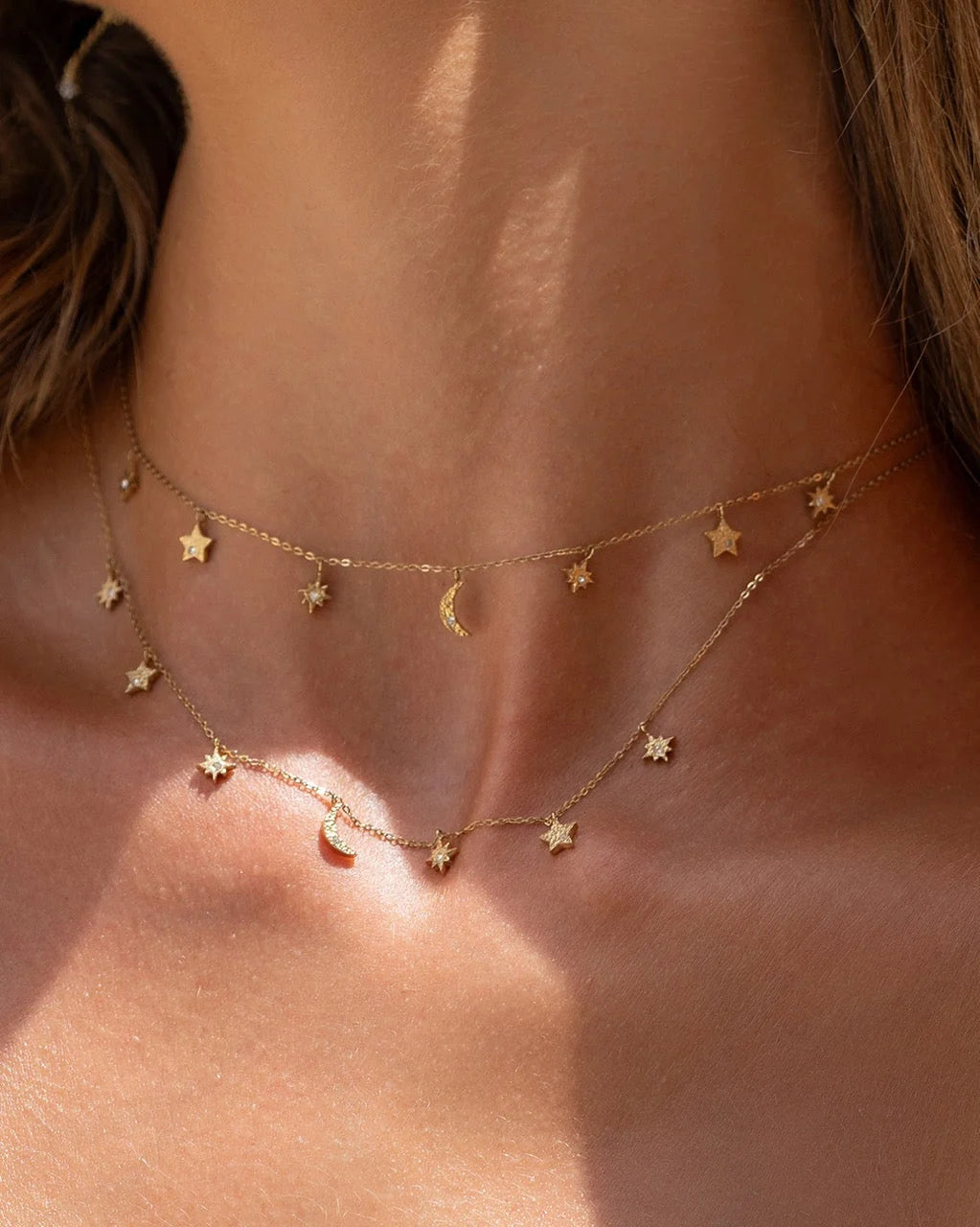Moondust gold charm necklace