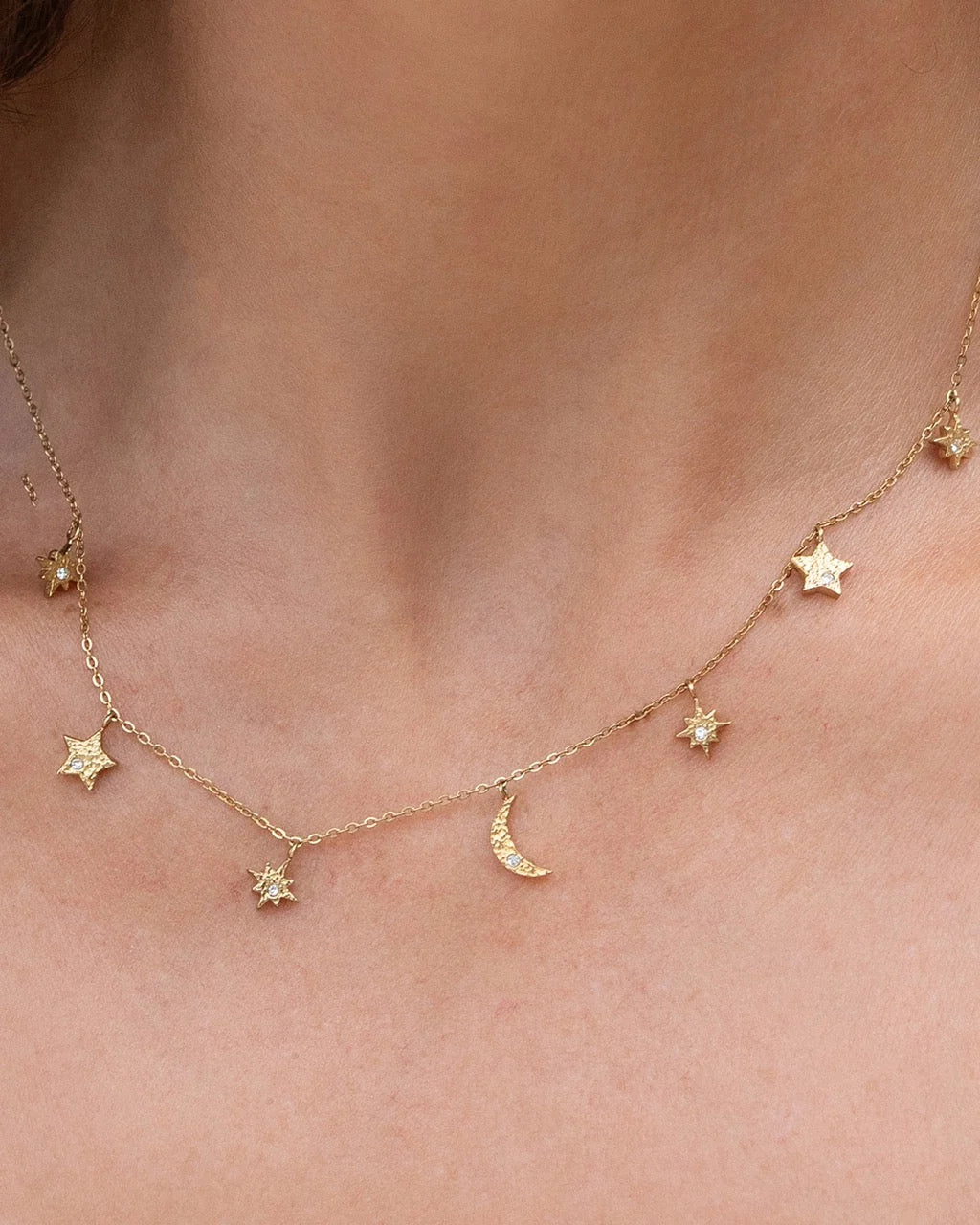 Moondust gold charm necklace