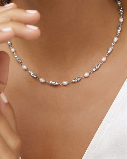 Mimi Pearl and Silver Necklace - Arms of Eve
