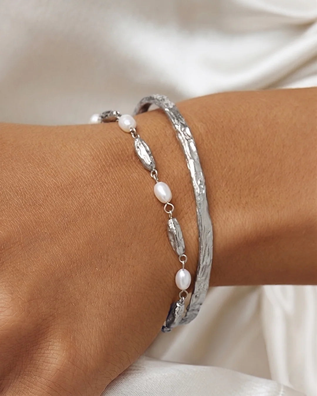 Mimi Pearl and Silver Bracelet - Arms of Eve