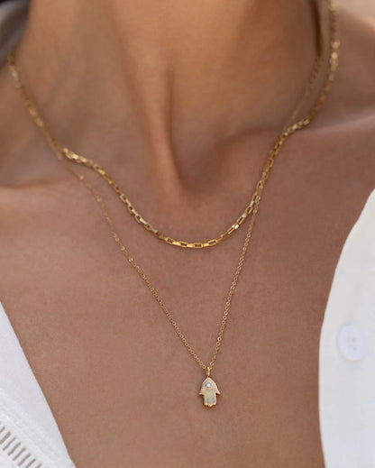 Chamsa Charm Gold Necklace - Arms of Eve