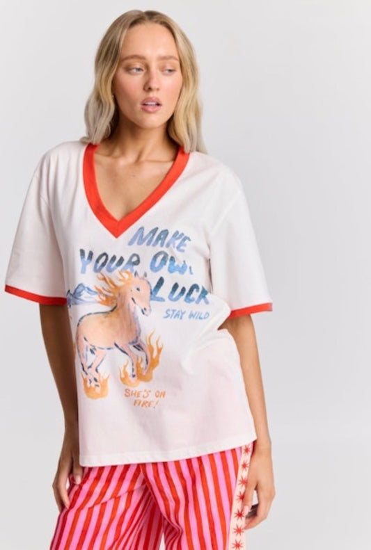 Shes on Fire V-Neck Tee Maku The Label