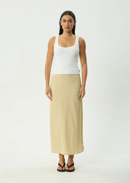 Sunday - Seersucker Maxi Skirt - Lemon Check