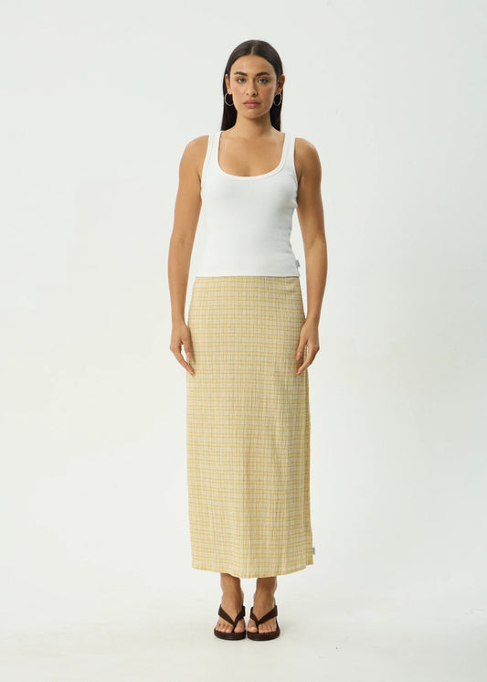 Sunday - Seersucker Maxi Skirt - Lemon Check