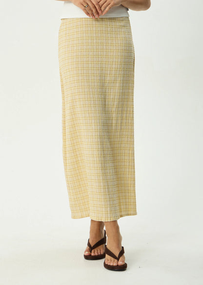 Sunday - Seersucker Maxi Skirt - Lemon Check