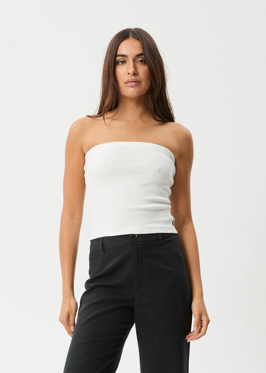 Jamie - Rib Tube Top - White