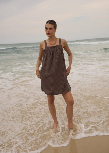 Cyrus - Mini Dress - Coffee Stripe