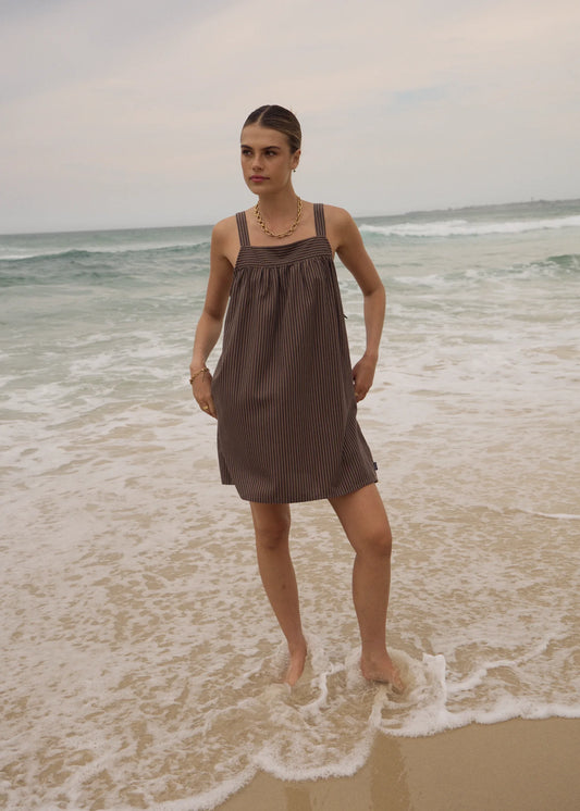 Cyrus - Mini Dress - Coffee Stripe