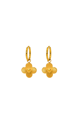 Sea Soul Clover Heart Earrings Gold