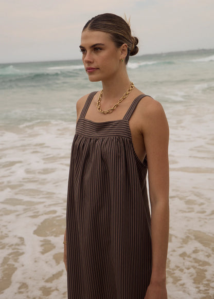 Cyrus - Mini Dress - Coffee Stripe