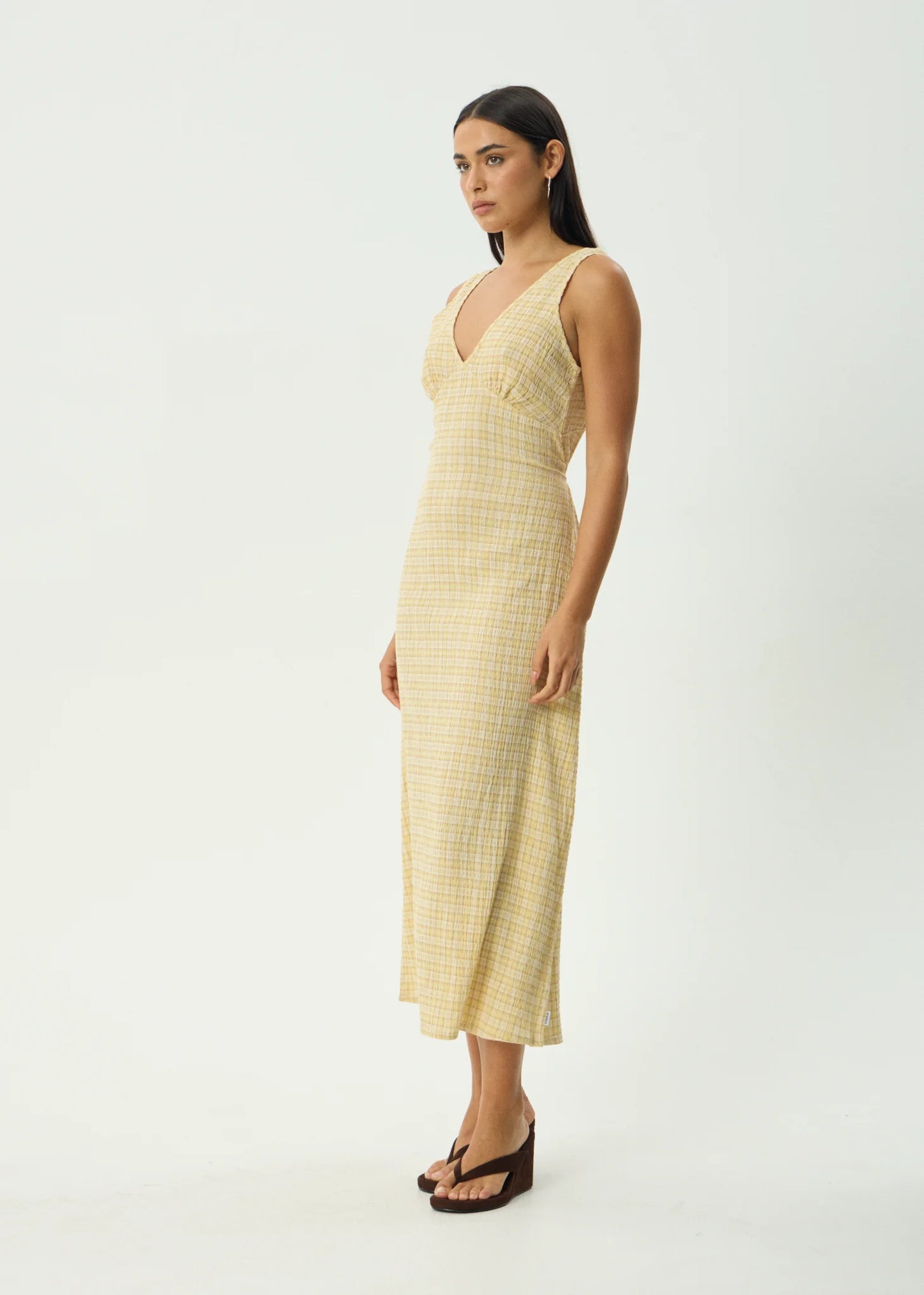 Sunday - Seersucker Check Maxi Dress - Lemon Check
