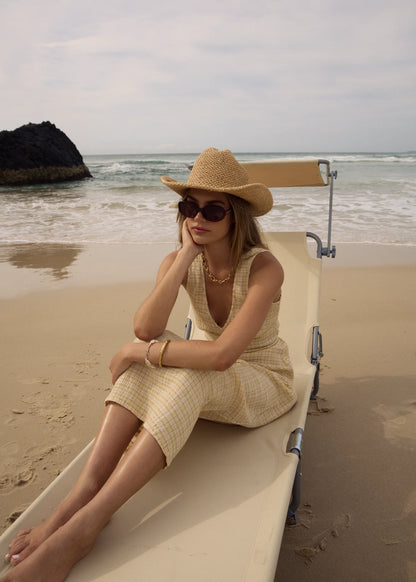Sunday - Seersucker Check Maxi Dress - Lemon Check