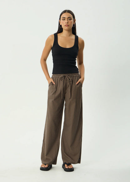 Cyrus - Wide Leg Pant - Coffee Stripe