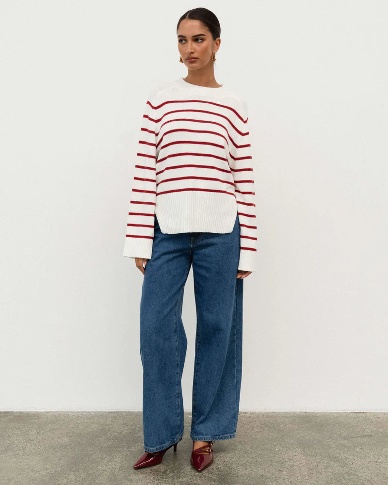 White Closet - White/Red Stripe Knit