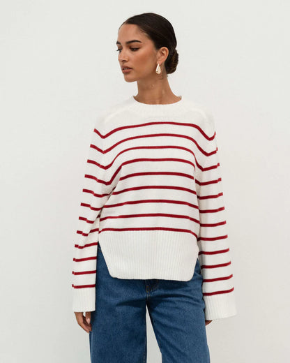 White Closet - White/Red Stripe Knit