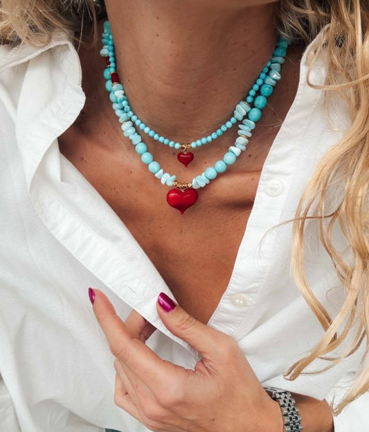 Large heart beaded neclace