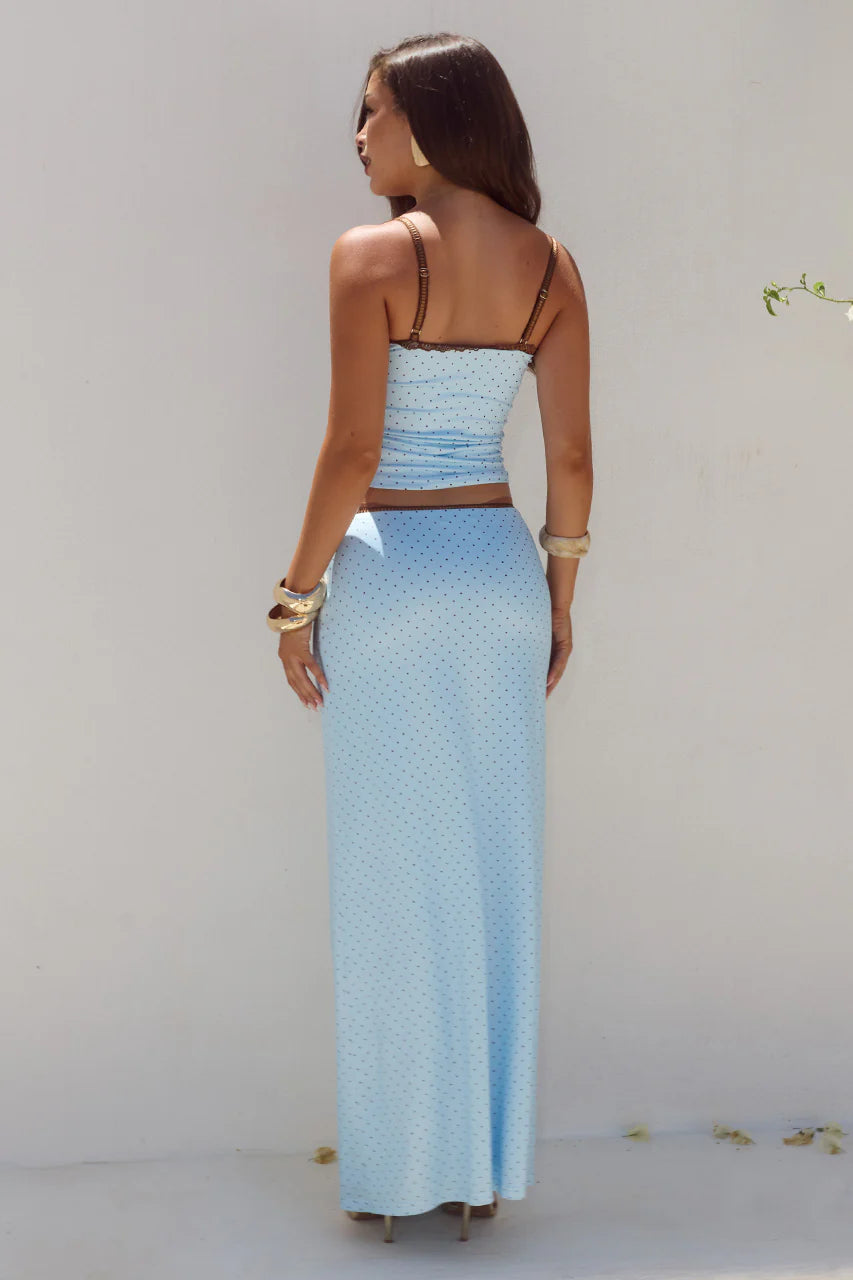 Choc/Blue Pola Georgina Lace Top - Runaway the Label