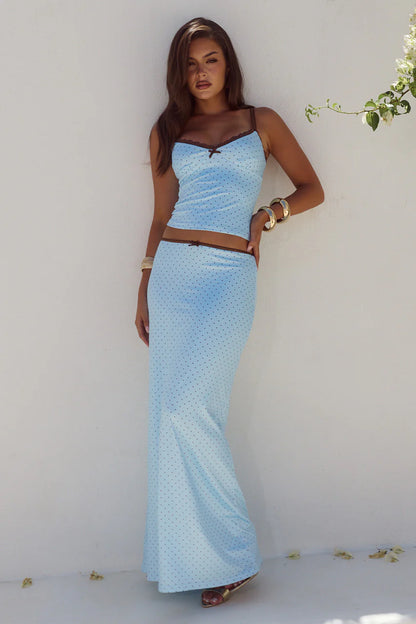 Choc/Blue Pola Georgina Lace Top - Runaway the Label