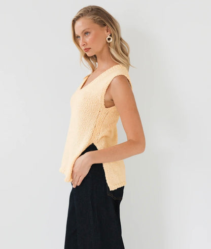 White closet textured v neck cream top
