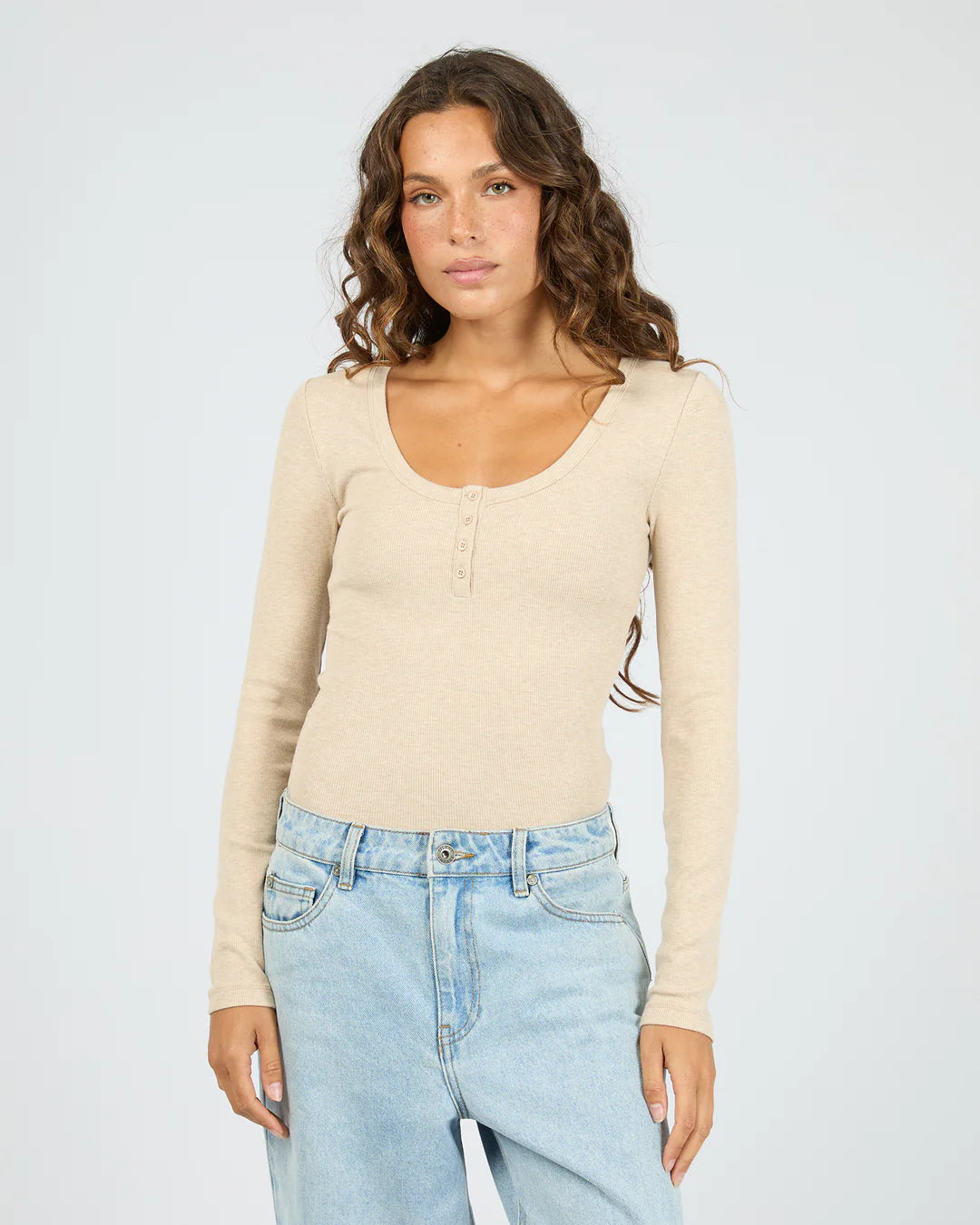 SIA RIB LONG SLEEVE TOP oat