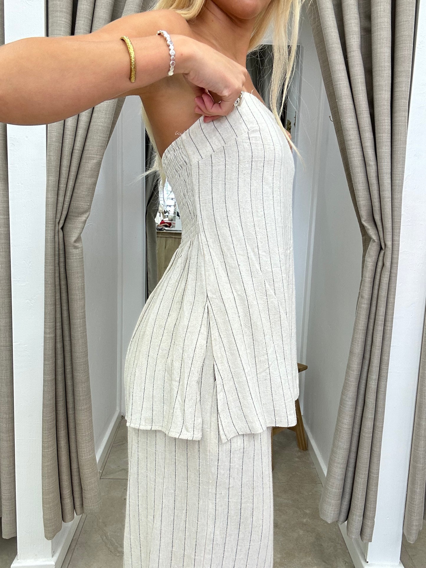 Laura Stripe Set By Frankie - Strapless Top ( Oatmeal )