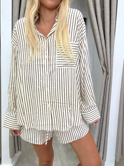 Stripe Set By Frankie - Butter & Choc Shirt