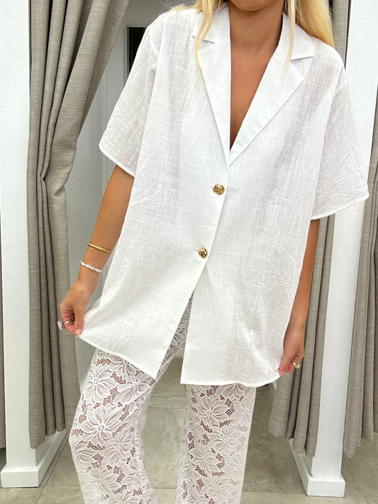 White Lace Set Top Gold By Frankie