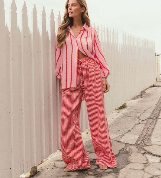 Summer stripe pink pants
