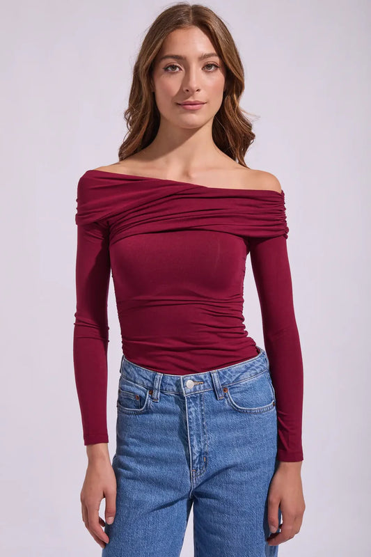 SILENT THEORY CROSS OVER LONG SLEEVE CHERRY TOP